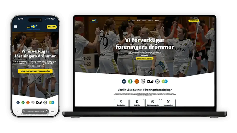 Mobilanpassad hemsida exempel - Svensk Föreningsfinansiering