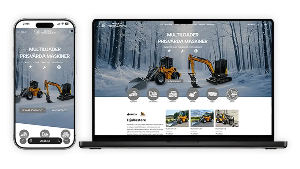 Mobilanpassad hemsida exempel - UTE Maskinförsäljning
